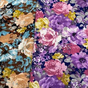Quality 145cm Dress Polyester Viscose Floral Printed Woven Fabrics Muslin Shrink Resistant for sale