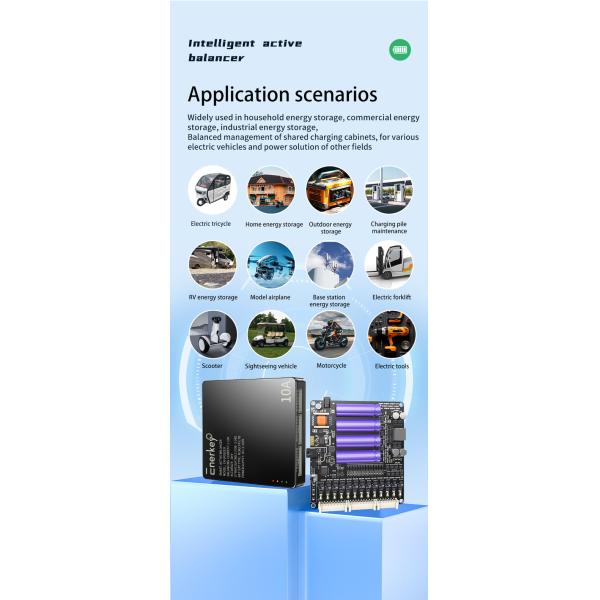 Enerkey 10a Balancer 24s Lithium Ion Lifepo4 Battery Smart Active Equalizer For Solar Panels