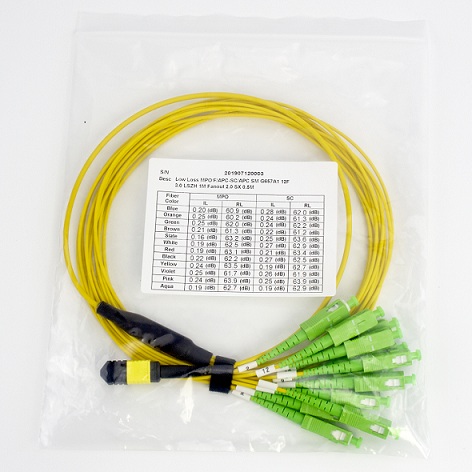 12F MPO/MTP to SC SM Fiber Optic MPO/MTP Jumper LSZH in Data Center
