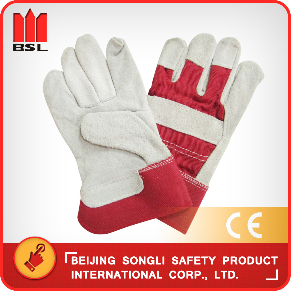 Quality SLG-HD6020-A cow split leather working safety gloves for sale