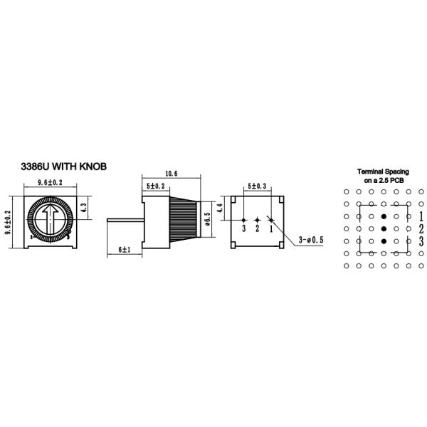 10% Trimmer Potentiometer 104 Trimpot 3386 Series Customized