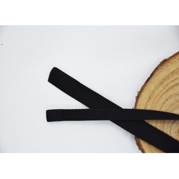 Clothes Black Flat Cotton Tape Ribbon Cord With Both Ends Silicone Drops