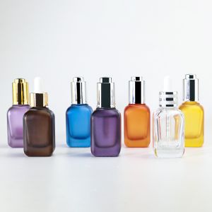 Quality Flat Shoulder Glass Serum Dropper Bottle Eye Essential Oil Customized 50ml for sale