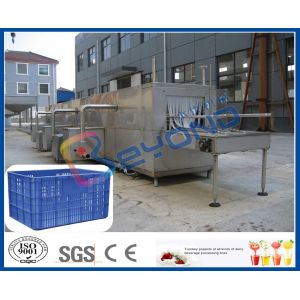 Juice Bottle Plastic Crate Washing Machine , Stainless Steel Crate Washer