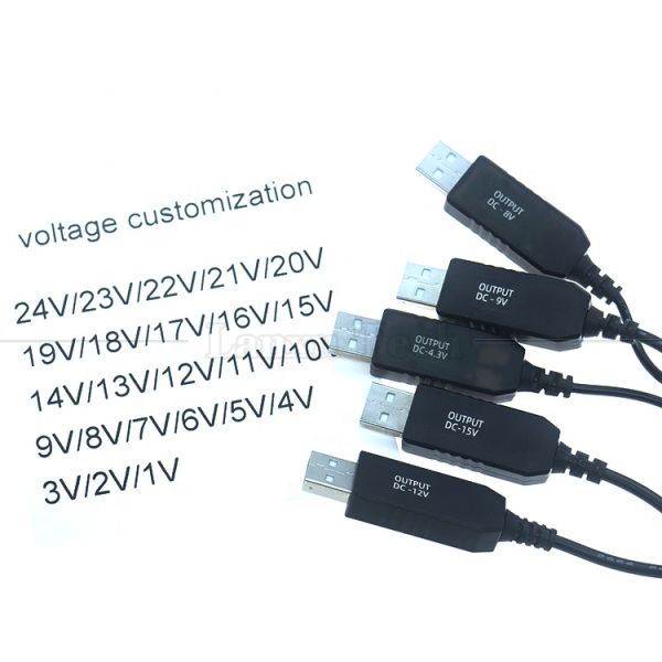 Customized Voltage 15V 12V 10V 9V 4V 3V USB to DC Micro Type C Charger Cable for Router Camera Led Light Walkie Talkie GPS