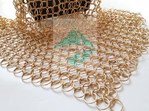 Quality PVD Finshed Rose Gold Color Stainless Steel Metal Round Ring Weave Mesh Is For Window Curtain for sale