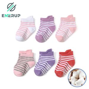 Quality 100% Cotton Baby Boy Pink No Show Socks Anti Slip Quick Dry for sale
