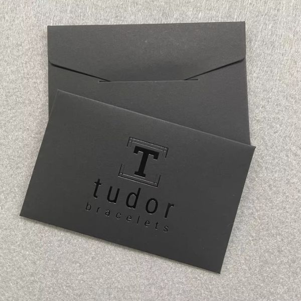 Custom Black Logo Foil Print Business Invitation Gift Greeting Card With Envelope