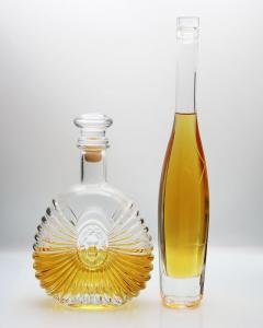 Quality 375ml Ice Wine Glass Bottle Diamond Super Premium Printing Golden for sale