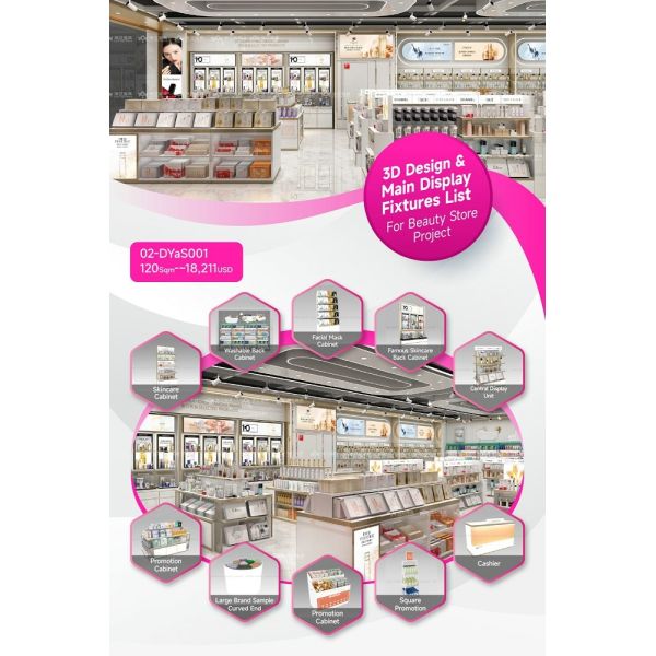 02-DYaS001, Les Classiques Series Beauty Store in Hebei featuring 54 Main Fixtures within 120 Sqm and Approx. $18,211 Budget