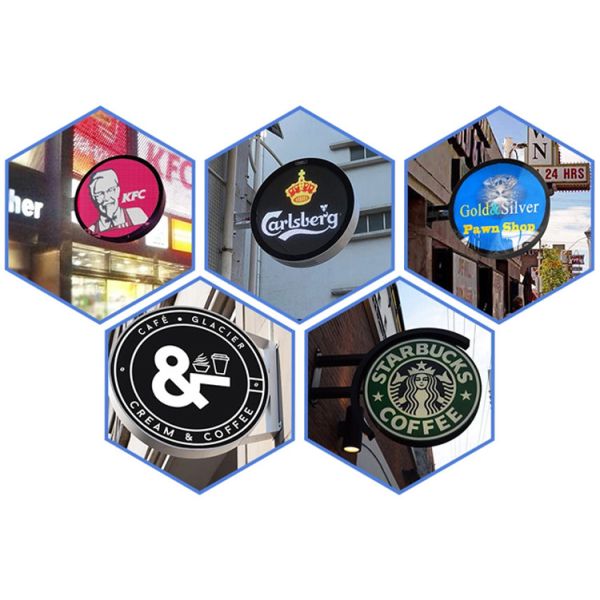 Double Sided Waterproof Outdoor Store Circle Round Logo Sign