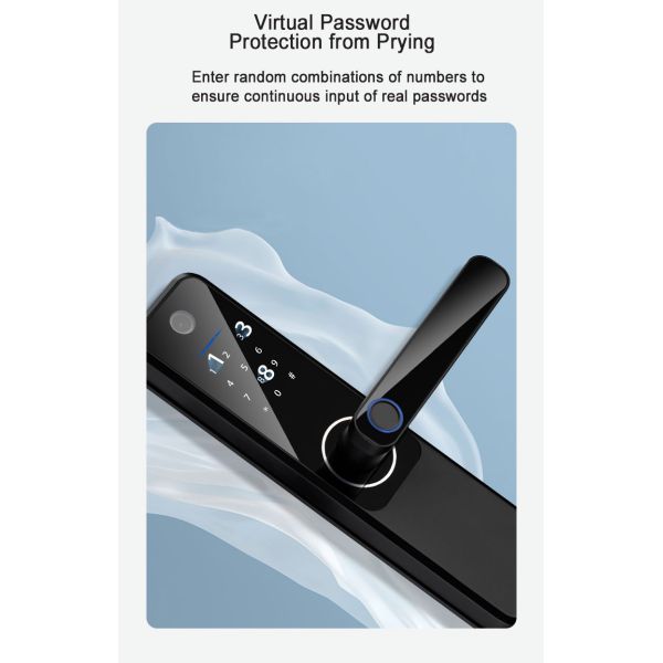 Remote Unlocking Card Code Fingerprint Door Lock With Camera For 5050mm Mortise