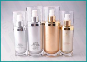 Quality 70 ML 130 ML Oval Shape Cosmetic Serum Bottle ，Silver / Gold Airless Cosmetic Bottles for sale