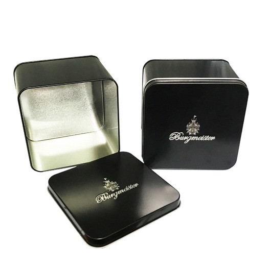 Empty Square Watch Tin Box With Embossing Logo Lid For Premium Gift Packaging ISO SMETA