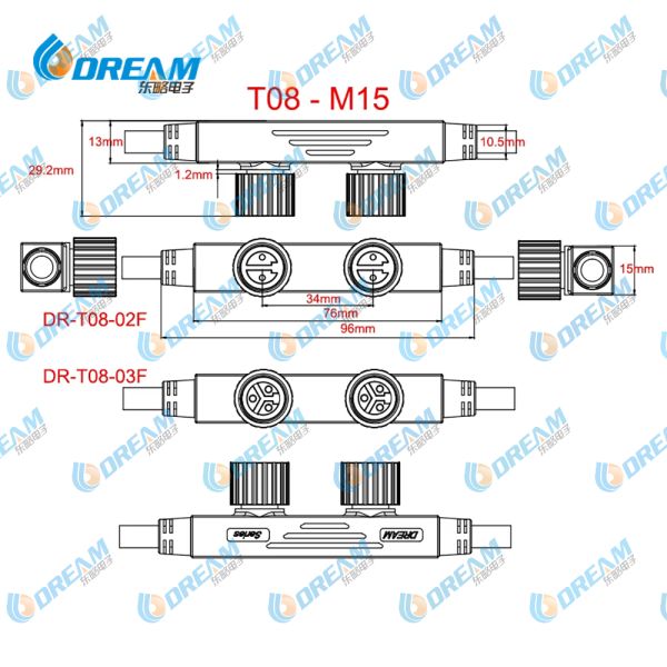 DTEAM-START LED Street Light Power Module Waterproof 4 Branch Cable Connector