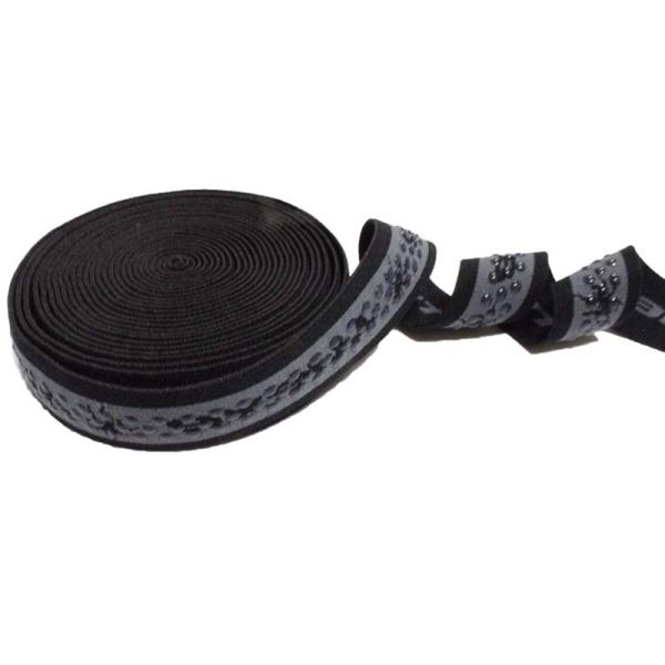 Black 2.5cm Anti Slip Webbing Fitness Silicone Elastic Gripper Tape