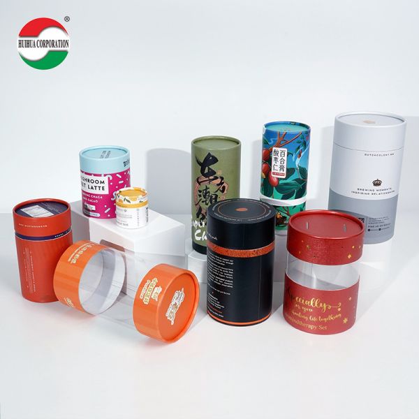 Custom Design Food Grade Tea Container Packaging Recyclable Material Luxury Candy Round Gift Boxes Kraft Paper Tube Cylinder With Seal Metal Lid