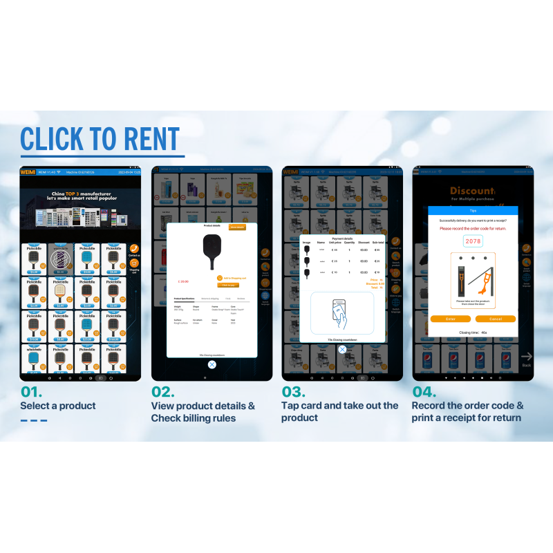 WEIMI Smart Pickleball Paddle Rental Locker Vending Machine for Pickleball Courts – 24/7 Self-Service