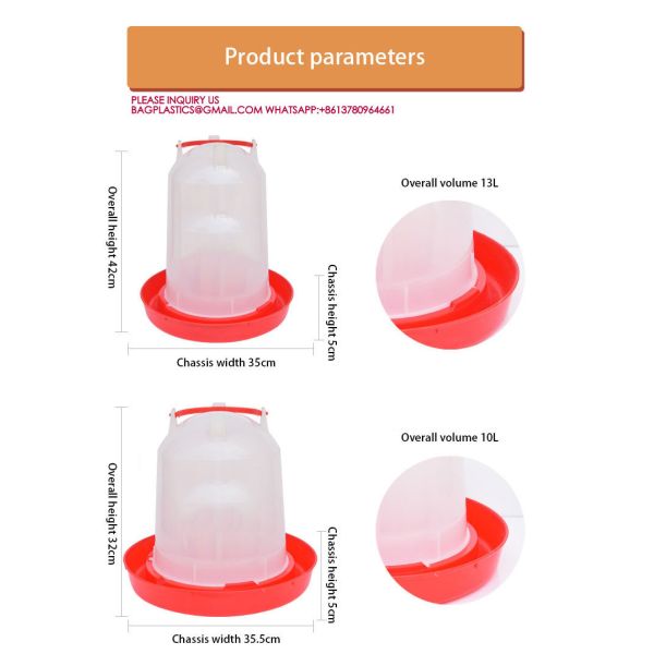 Chick Waterer For Poultry Duck Quail Hanging Poultry Plastic Containers For Outdoor Water