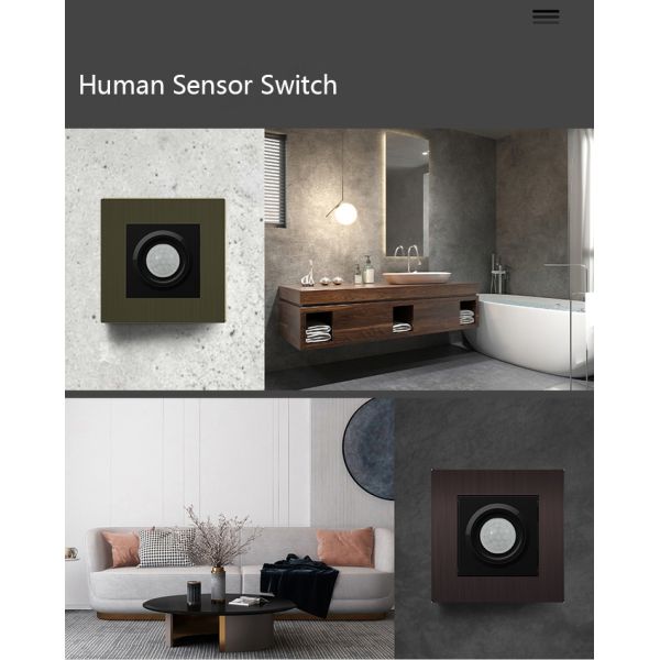 Stainless Steel Motion Sensor Wall Plate Amber / Bronze Color