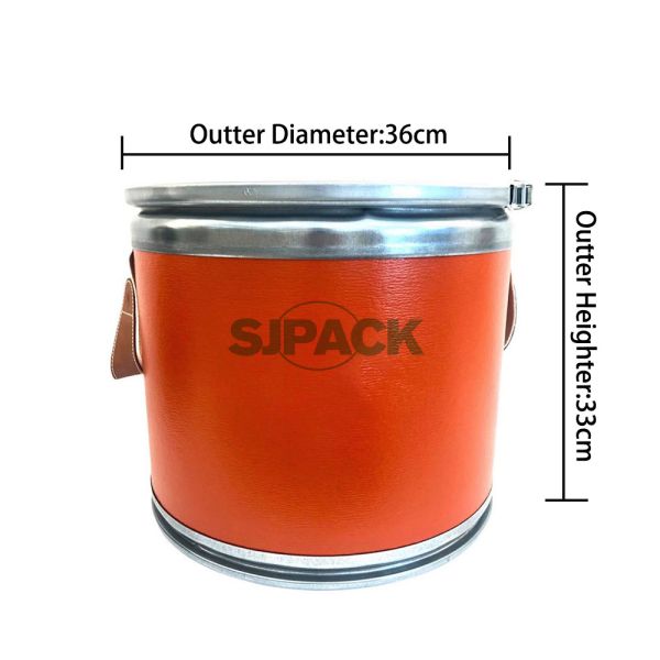 Custom Leather-Wrapped Fiber Drum – Decorative & Storage Barrel (36cm Diameter X 33cm Height)