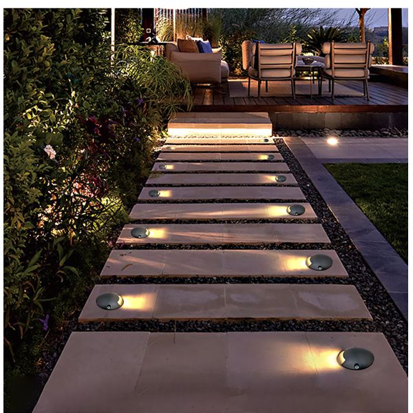 Recessed Step Buried Lamp One Side View 12 24Volt Side Emitting DIA 70MM For Walkway