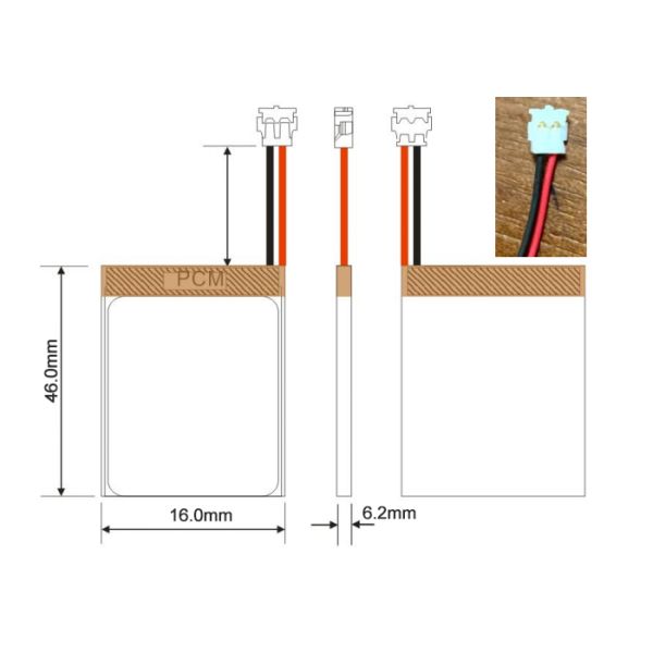 UNEMETECH 3.7V 450mAh Customized Lipo Rechargeable Battery 621644 for Electronic Pen