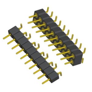 Black 2.54mm Smt Male Pin Header DIP R/A Type Wear Resistant Signal Transmission