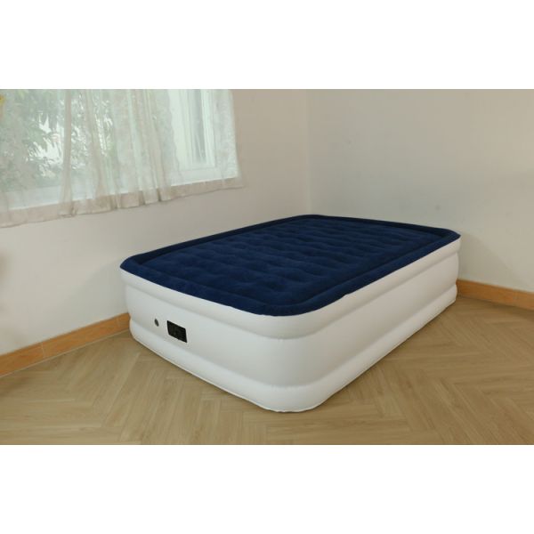 Flocked PVC Inflatable Sleeping Mat Portable Air Mattress With Pump