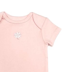 Short Sleeve Length cm Pink Soft Cotton Knitted Round Neck Snap Button Baby