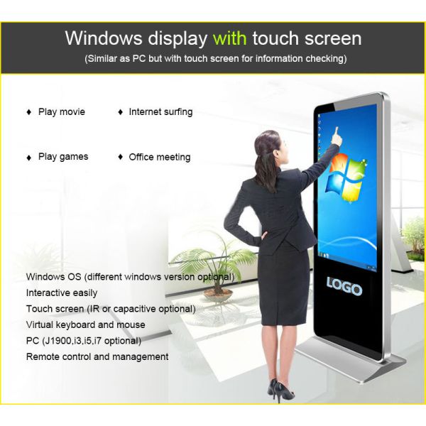 Rotatable 32 Inch Floor Standing LCD Advertising Display With Split Display Function