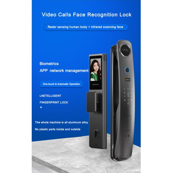 Smart Face Recognition Door Lock with Video Intercom, Fingerprint & Tuya App