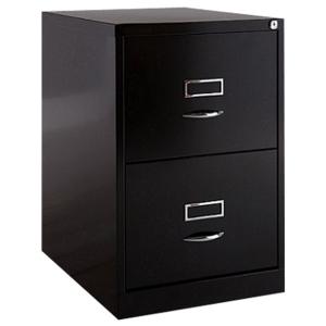 Quality 2-Drawer Steel File Cabinet Metal Office Cabinet With Pull Handle Matt Black Powder Coating for sale