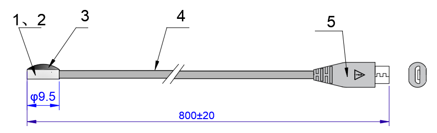 10K 2.252K NTC Medical Temperature Sensor Micro Plug Skin Temperature Probe