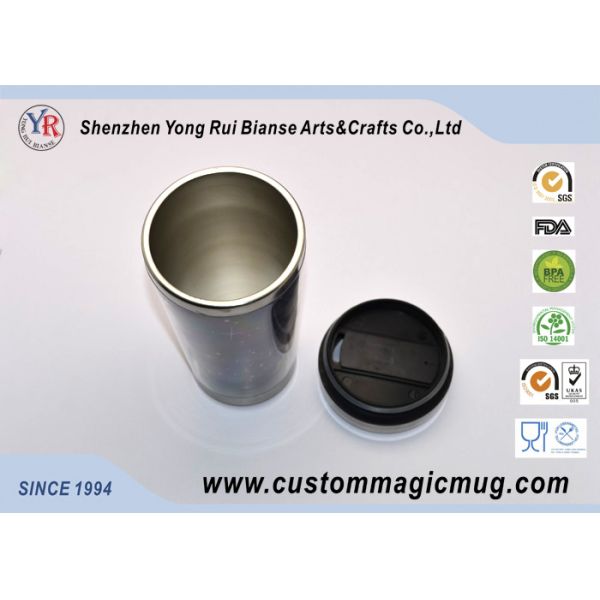 Large Durable Heat Colour Change Travel Double Wall Coffee Mug With Lid