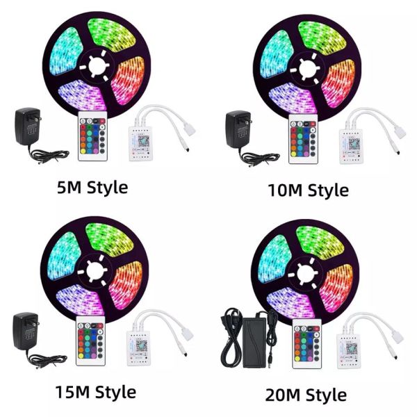 5050 60d/M Smart 5m 10m 15m Outdoor Flexible LED Strip Lights SMD RGB 24 44 Keys Waterproof