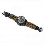 Outdoor Brown Emergency Survival Bracelet Watch Nylon Paracord Wristband