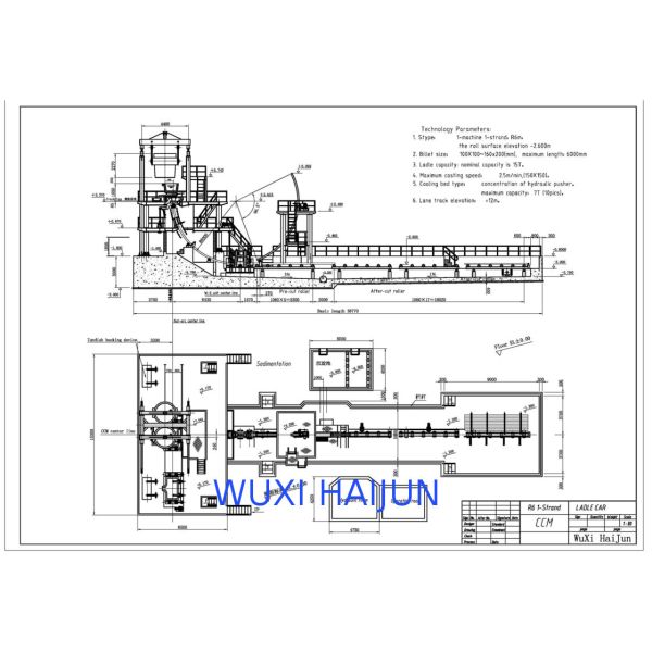 45-degree hydraulic shear Billet Casting Machine , Caster Machine R6M 1 Strand