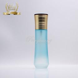 China Painting Blue Empty 100ml Frosted Glass Bottle With Screw Cap Pump For Lotion on sale