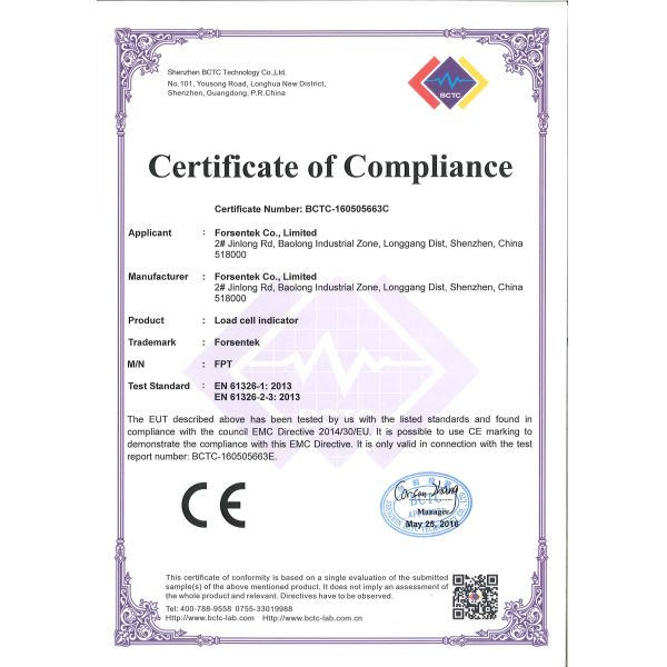 load cell indicator certificate