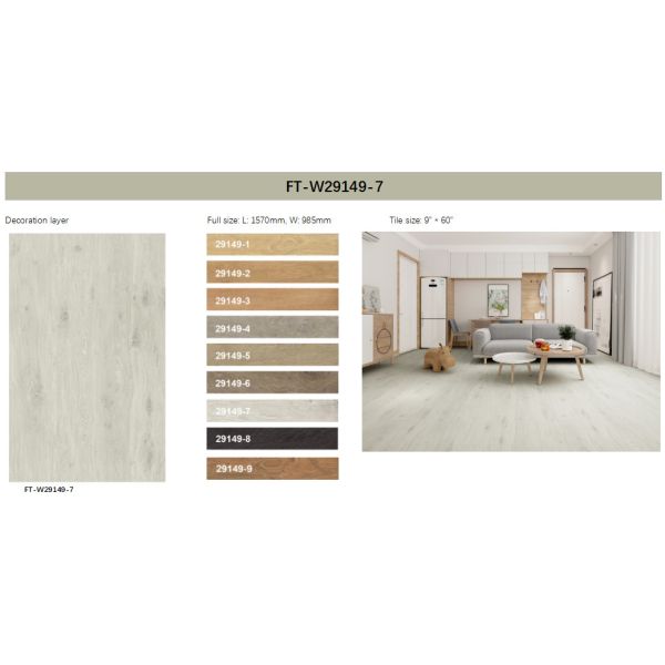 0.55mm Plastic Composite Flooring GKBM FT-W29149-7 Recyclable Stain Resistant High Abrasion