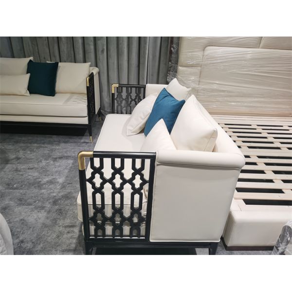Luxury Sofa Chair Set Microfiber Leather Living Room Sectional Sofas