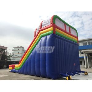PVC Tarpaulin Rainbow Double Lane Inflatable Water Slides For Children