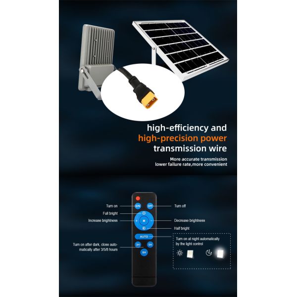 Garden LED Solar Outdoor Flood Lights With Remote Control High Luminous 6500K