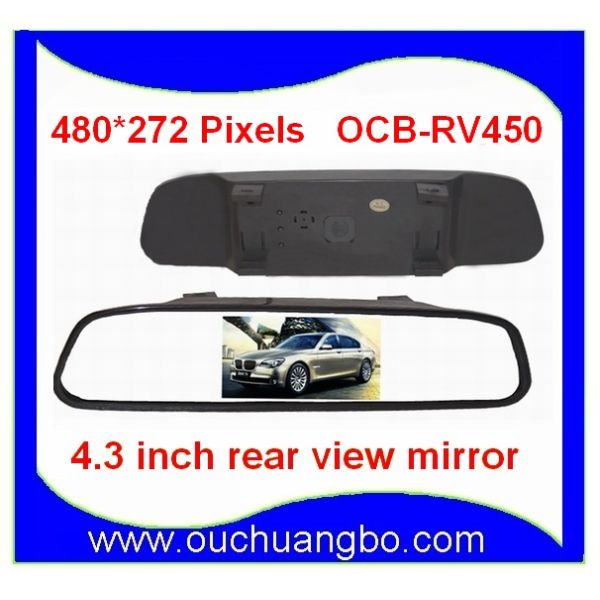 High resolution 4.3&quot; Color TFT LCD Car Rearview Mirror Monitor 16:9 screen DC 12V