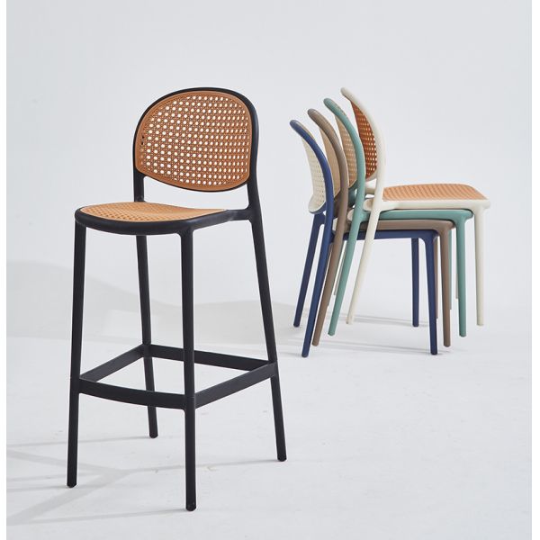 Home Balcony Rattan Bar Stool Chair Green Rattan Counter Stools Customized