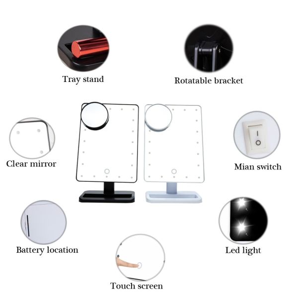 20LED 360degree Moving Led Strip Lights Around Mirror For Makeup 10x