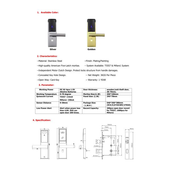 RFID Hotel Electronic Door Locks