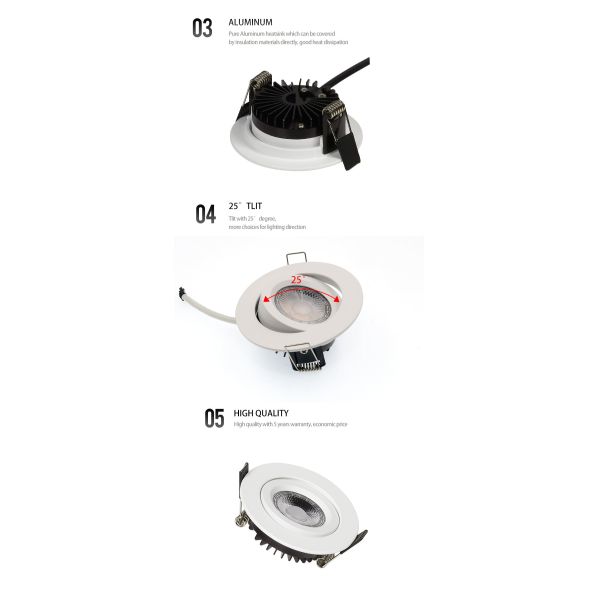 CE 6W Slim Design 36 Degree Beam Angle Cob Downlight