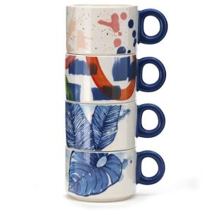 China 7oz Custom Pattern Mugs Ceramic Coffee Mug Cute Mini Cup Stacking Ceramic Mugs on sale